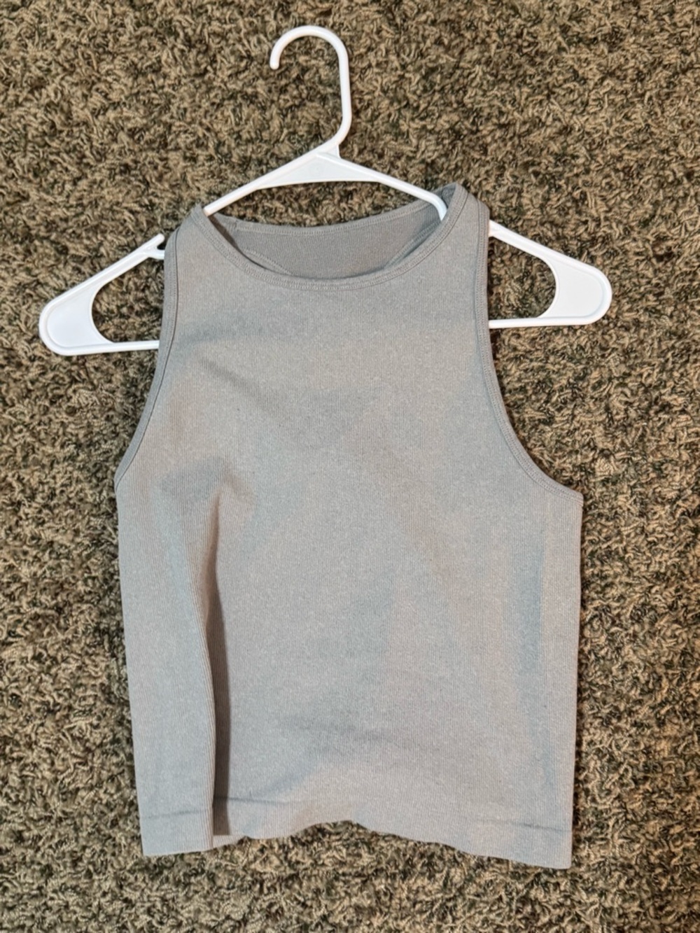 Classic Ribbed High-Neck Tank Top - Light Gray Free People